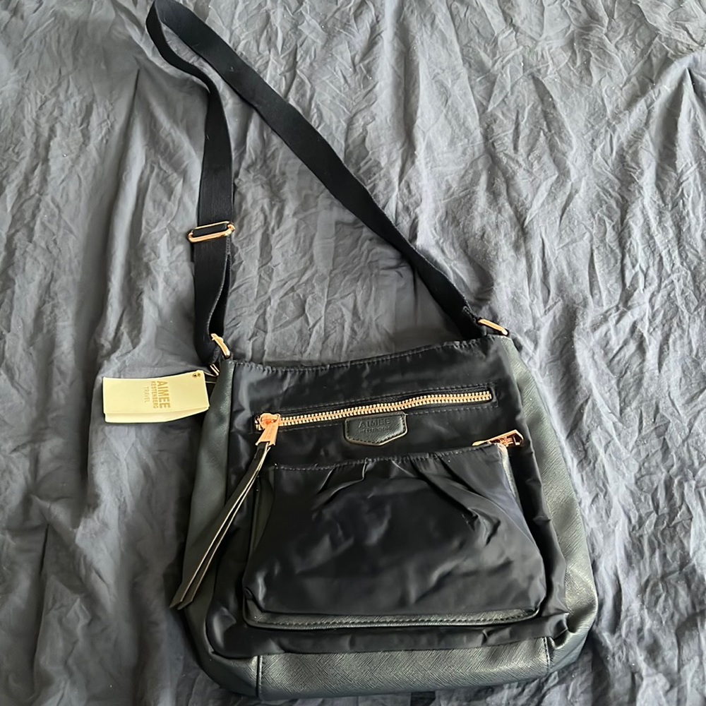 Aimee Kestenberg Crossbody Bag Tyler navy with rose gold accents NWT